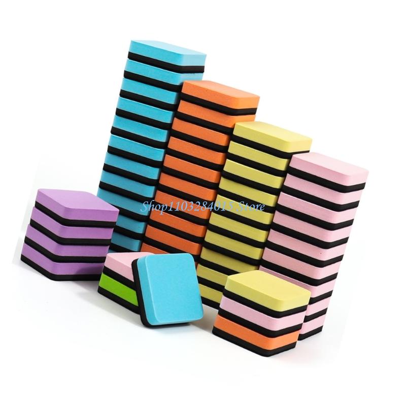 R6FF 24/48 Pcs Colorful Chalkboard Cleaner Dry Erases Board Eraser Whiteboard Eraser School Supplies For Teachers Students