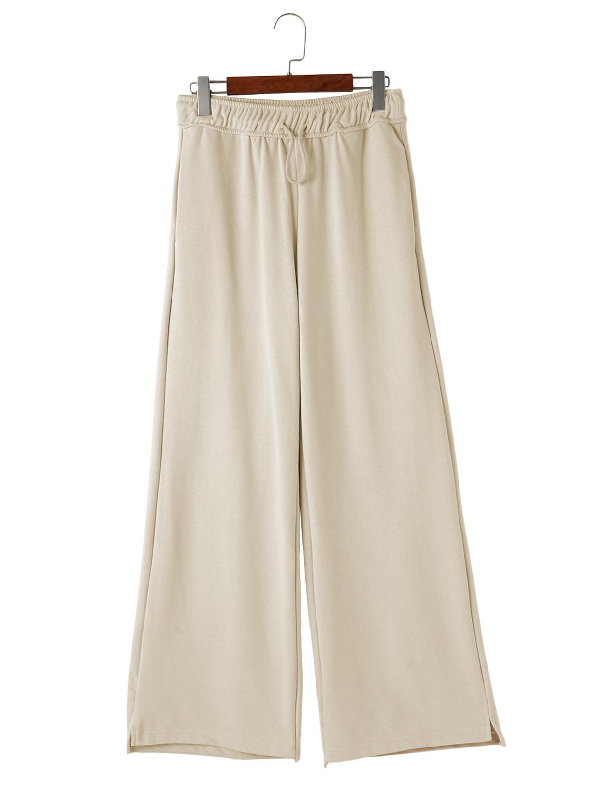 

Shiying Осенние брюки широкие от бедра с высокой талией на кулиске - Женские универсальные в европейском и американском стиле XL бежевый