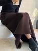 Women's Winter Velvet High Waist Knit Midi Skirt - Thick, Slit, Loose Fit, Bodycon