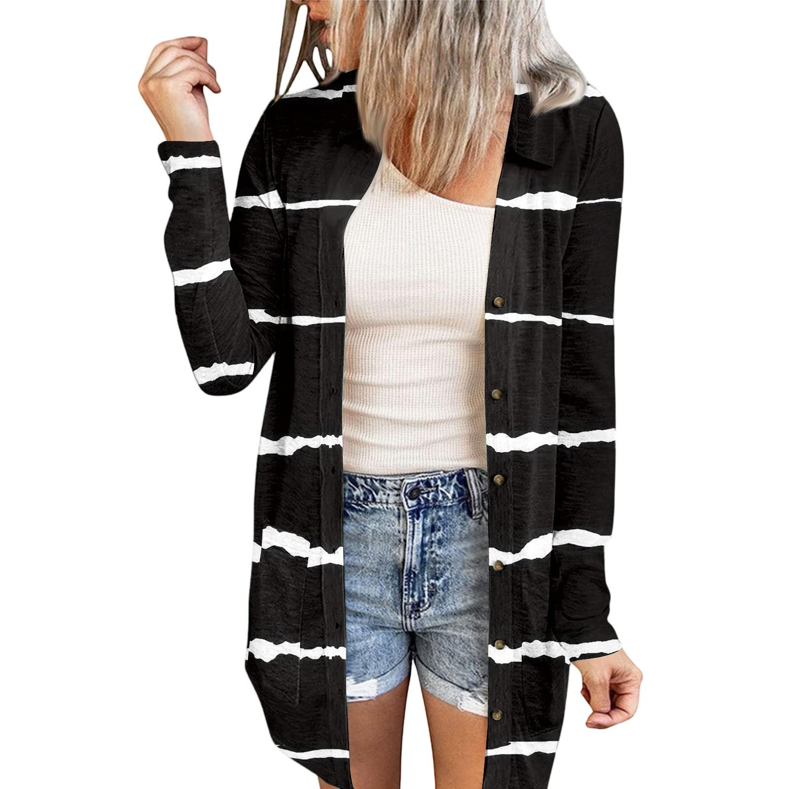 

Women s Casual Fashion Floral Print Long Sleeve Mid-Length Cardigan Jacket L чорний