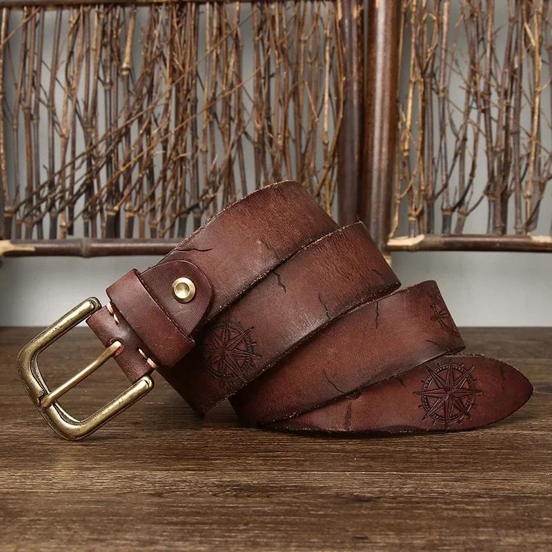 

3,8 см мужской ремень из натуральной кожи высокого качества, роскошный дизайнерский ремень из меди с гравировкой, ремень из чистой коровьей кожи, мужские джинсы для мужчин 125cm