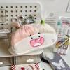 Diy Fluffy Hair Big Capacity Plush Pencil Bag Creative Cartoon Big Mouth Girl Pens Storage Case Portable School Stationery Gift