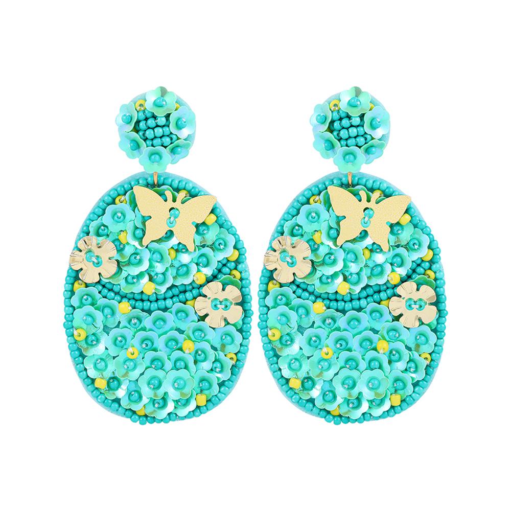 

Colorful Sparky Butterfly Floral Beaded Sequins Drop Earrings Easter Egg Rabbit Bunny Egg Earrings Holiday Gift for Women Girls озеро синий