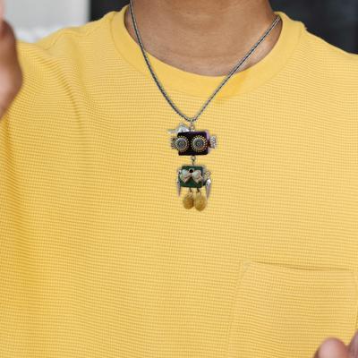Robot Pendant Necklace with Clavicle Chain for Kids And Girls Gift