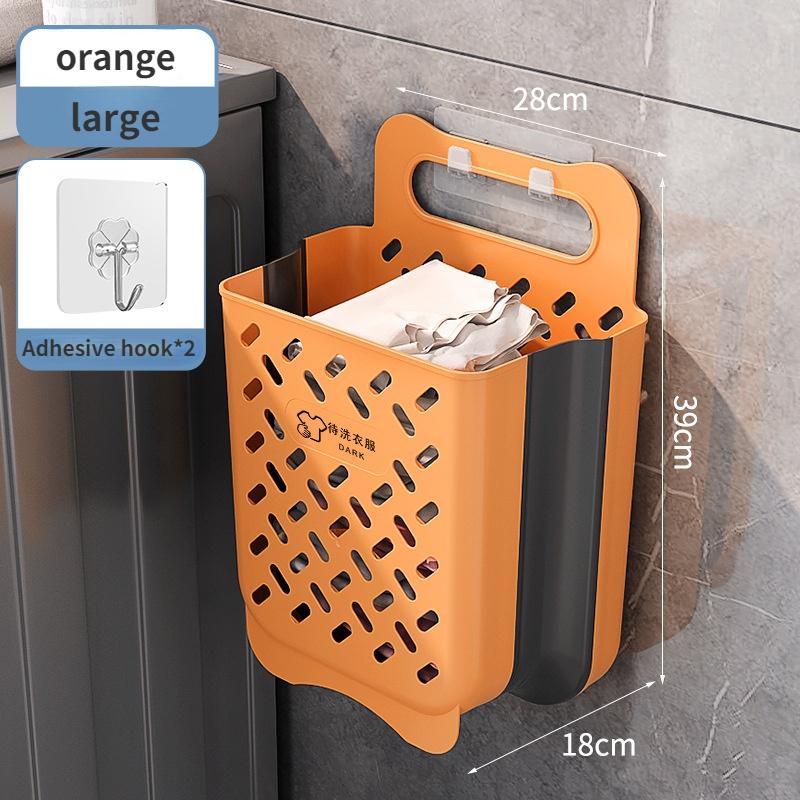 

Большая портативная складная корзина для хранения грязной одежды для ванной комнаты, настенная корзина для белья без отверстий, ведро для одежды оранжевый