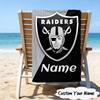1PC Custom Name Beach Towel Oakland Raiders Fan Gear Beach Towel, Suitable for Camping, Travel, Beach Accessories, Super Absorbent, Family Gift