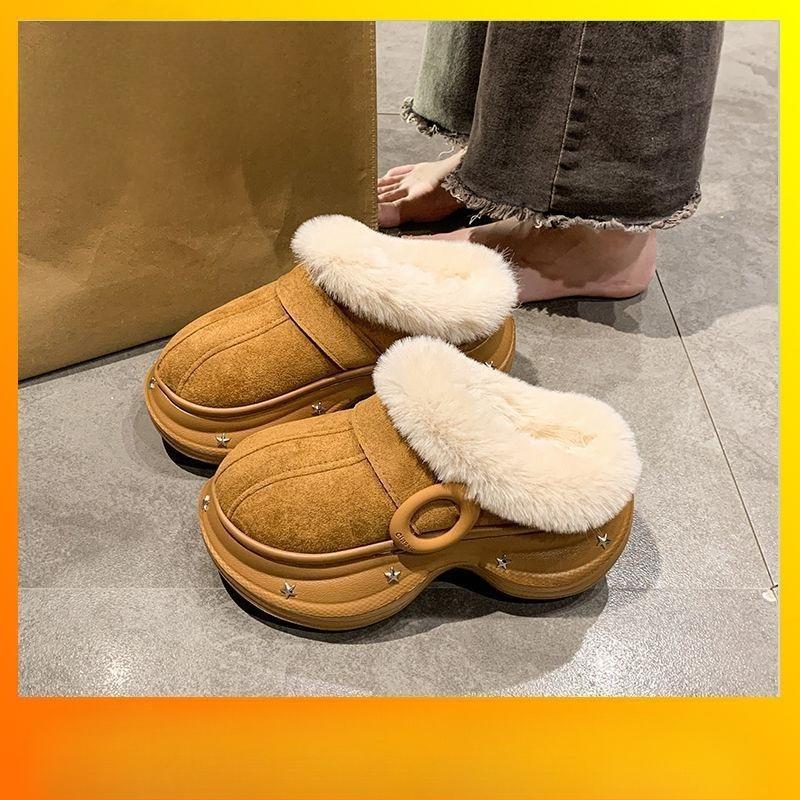 Neue Baumwollpantoffeln mit dicker Sohle für Damen mit modischen Zehenschuhen mit Anti-Rutsch-Überzug