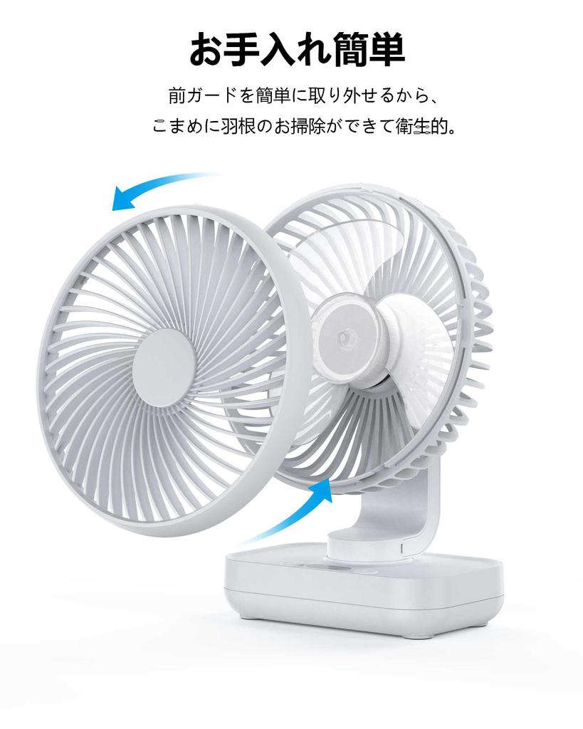 Johnytech Quiet USB Portable Desktop 4000mAh Automatic 15 Hours of Continuous LED Battery Level 4 Speed Compact and Stylish for Living and Heatstroke