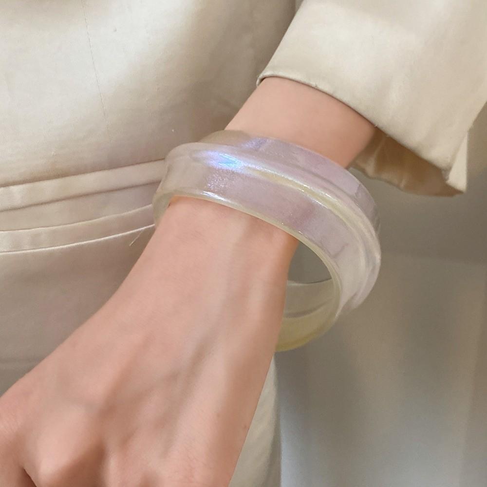 Minority Design Resin Bangle Bohemian Colorful Hand Ring Simple Irregular Wide Bracelet  Girls