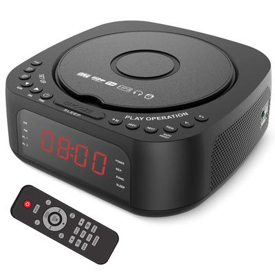 CD-Player Wecker mit Fernbedienung, CD/MP3 Bluetooth UKW-Radio mit Lautsprechern, USB-Ladegerät, Dimmbares LED-Display, Doppelwecker Schlafzimmer