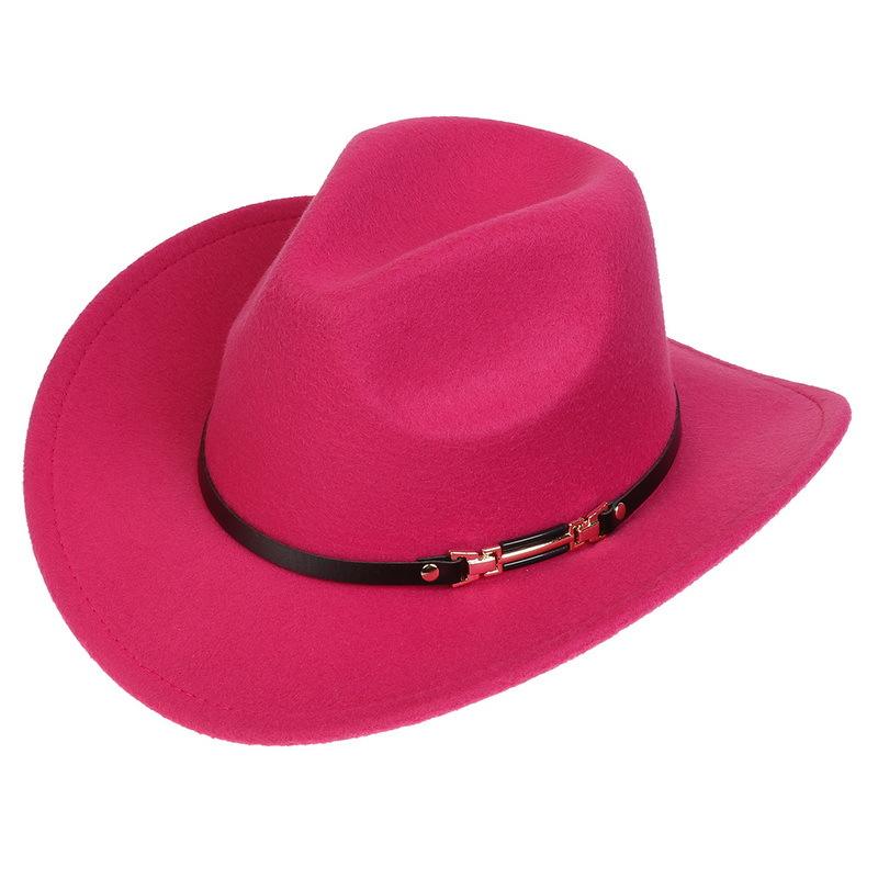 Western Cowboy Top Hat Spring And Autumn New Jazz Hat Big Brim Pentagram Belt Accessories Felt Hat Men And Women