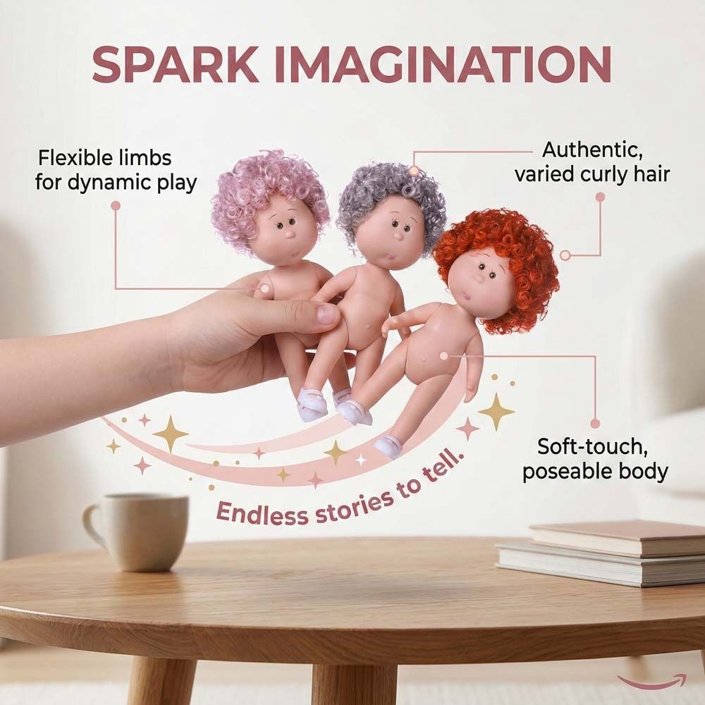 Curly Hair Mia Potato Dolls Dress Up Action Figure Body 14cm Bean Eye Vinyl Doll  Children Gift