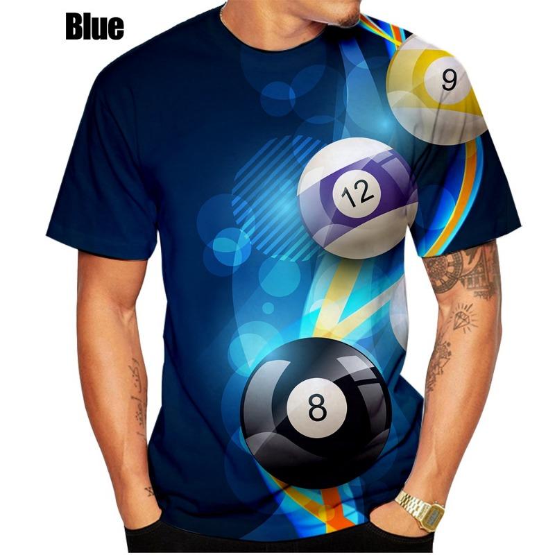 Men and Women Summer 3d New Fashion Billiards New T-shirt Games Ball Cue Pool Player Cool Designe Print Top
