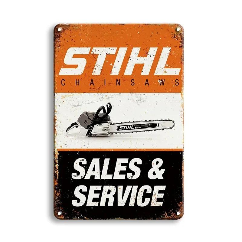Retro Tool Stihl Brand Metal Sign Vintage Style Plate Plaque Great for Rustic Wall Decor Enhancement in Man Cave Home Garage
