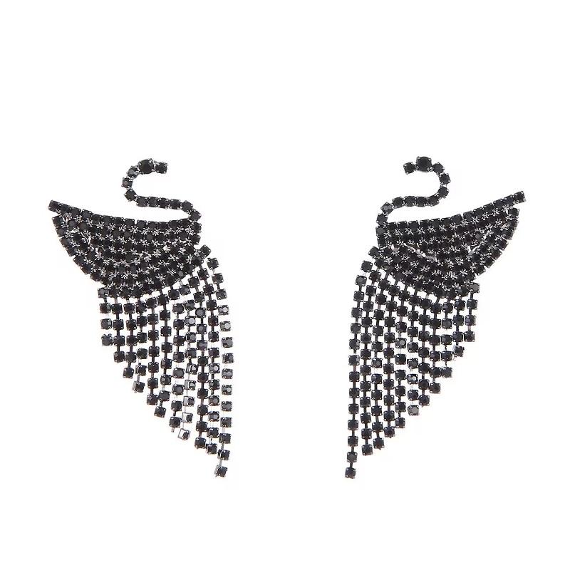 Изысканные хрустальные серьги-гвоздики в стиле «черный лебедь» в винтажном стиле, высококачественные элегантные серьги-гвоздики в стиле «черный белый лебедь» с иглами 925 пробы для женщин