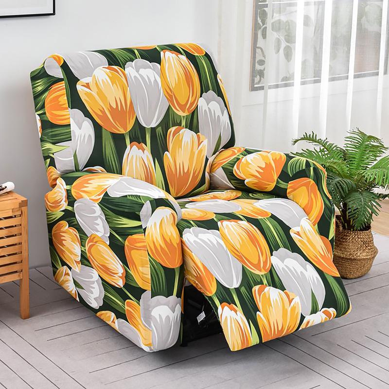 Recliner Chair Cover 4-Pieces, Stretch Sofa Slipcover 1 Seater Sofa Covers for Living Room Furniture Covers with Elastic Bottom