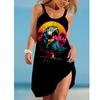 Sunflower Parrot Print Strap Mini Beach Dress Women Boho Summer Sexy Floral Dress Sleeveless Party Evening Dresses