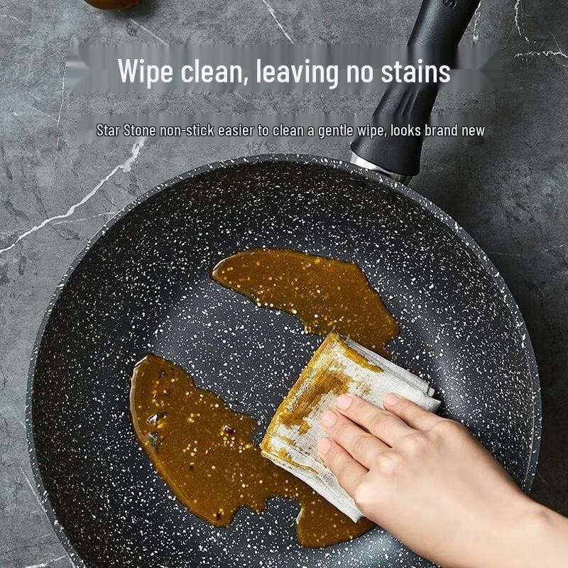 Supor 28cm Non-stick Maifan Stone Wok with Lid & Wooden Spatula