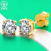 ALITREE 1ct D Color Moissanite Earrings 925 Sterling Sliver Plated Gold Diamond Ear Studs with GRA Certificate for Women Jewelry