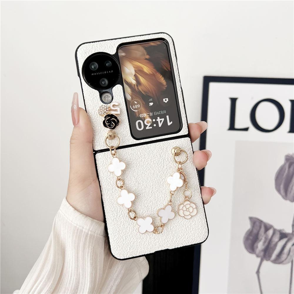 Luxury Glitter Bracelet Flower Chain Case For OPPO Find N3 Flip Find N2 Flip Shockproof Cover Funda