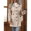 Women's Notched Lapel Wool Blend Coat, Slim Fit Belted Waist Trench with Thermal Lining, Elegant Office Chic Overcoat for Commute With Pockets