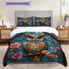 Owl Pattern Bedding Quilt Set Quilt Cover Pillowcase Home Decoration Birthday Gift (1 * Duvet Cover + 2 * Pillowcase, Without Core)