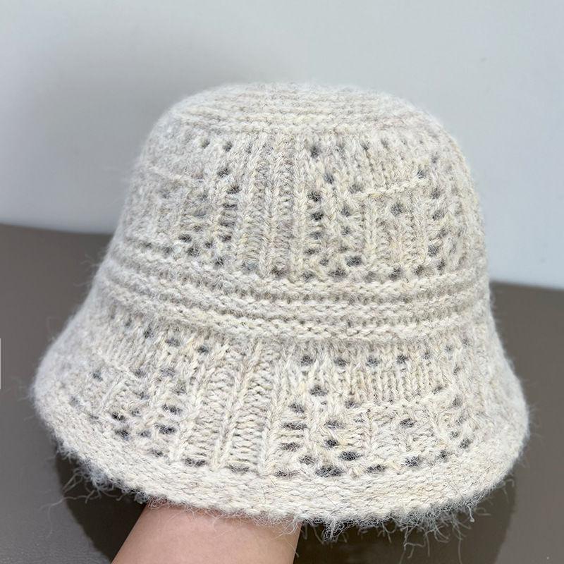 New Striped Lace-up Knitted Pullover Hat Women's Spring and Autumn Fashion Wool Fisherman Hat
