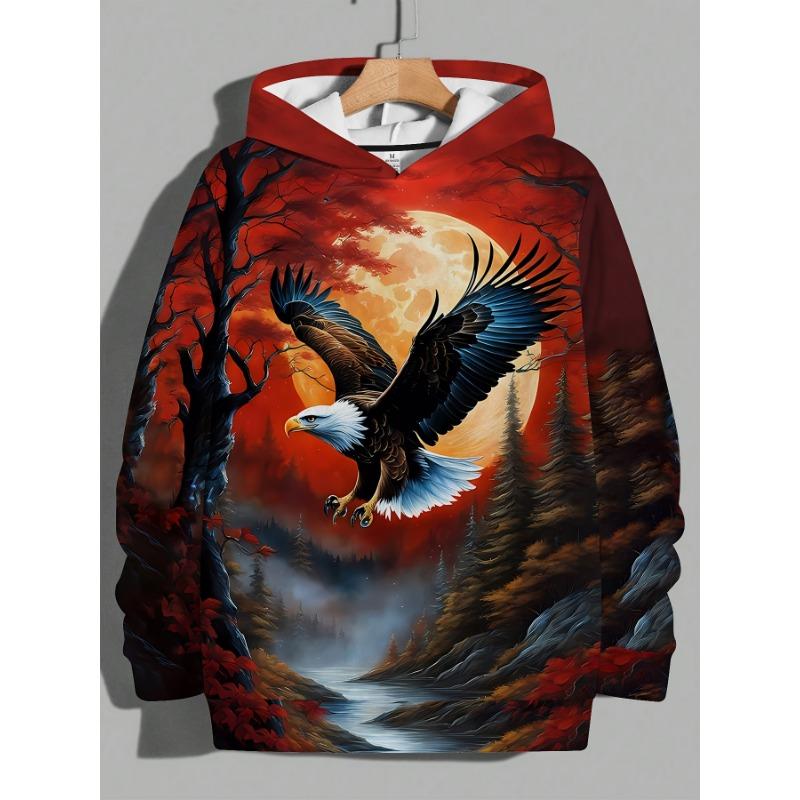 Mode Cooler Adler Herren Hoodie 3D Gedruckte Hoodies Edition Trend Amerikanischer Adler Herren Sportbekleidung Kinder Lässig Unisex Pullover