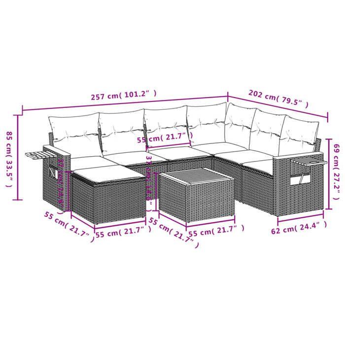 VidaXL Salon de Jardin avec Coussins 8 pcs, Canapés de Terrasse, Ensemble de Meubles de Patio, Mobilier d'Extérieur, Beige 3227053