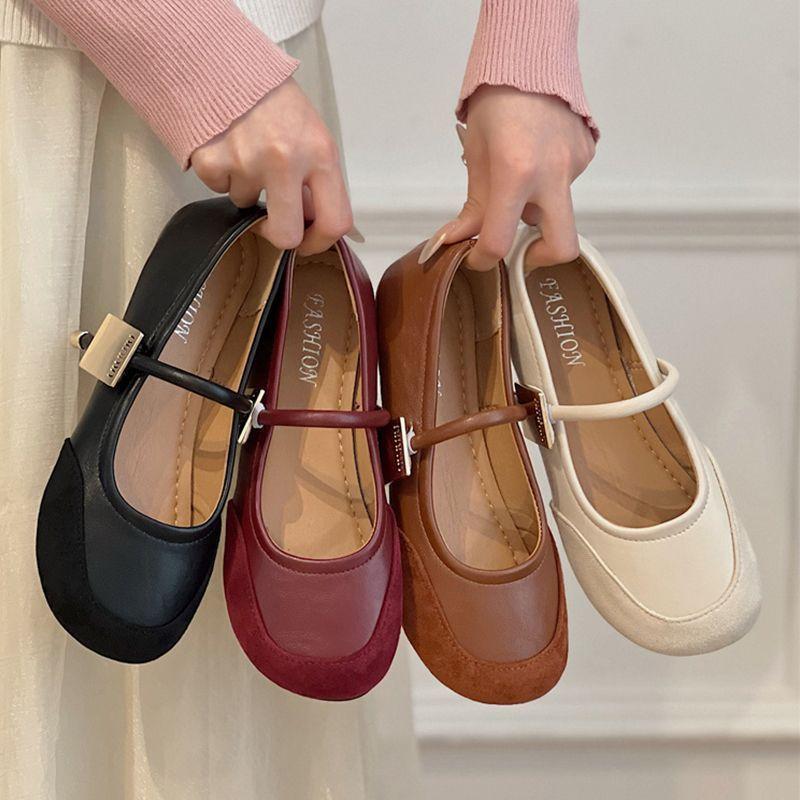 Grandma shoes Doudou shoes women's belt buckle Mary Jane shoes shallow mouth with a pedal
