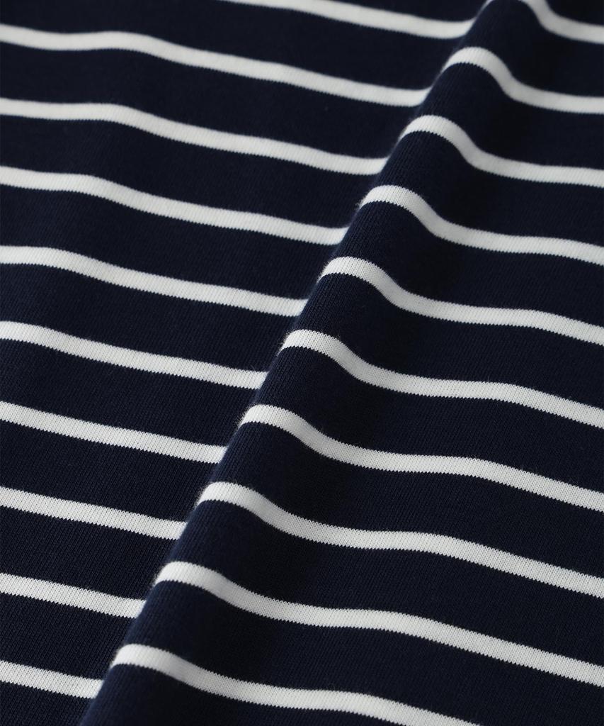 Petit Honfleur Paneled Striped Navy Women's T-Shirt, 521105,