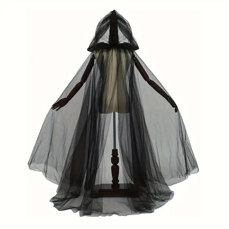 Black Bridal Shawl Witch Vampire Cosplay Cloak Halloween Double Cloak Game Party Costume Props Holiday Dress Up Trench