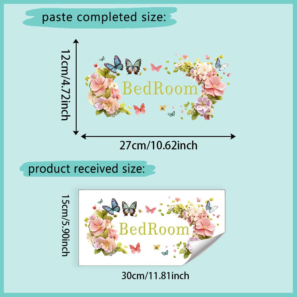 1pc Modern Floral Butterfly "Bedroom" Wall Decal Sticker Self-Adhesive Removable Vinyl Decorative Sign for Doors, Walls, Home Decor Bedroom Decoration