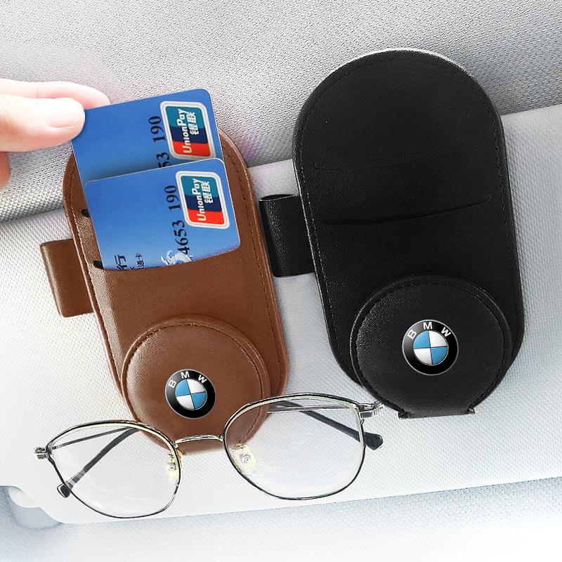 Leder Auto Brillenhalter Sonnenblende Multifunktions Sonnenbrillenhalter Autostyling für BMW M Performance M3 M5 M6 F20 F10 F13 F15 F16