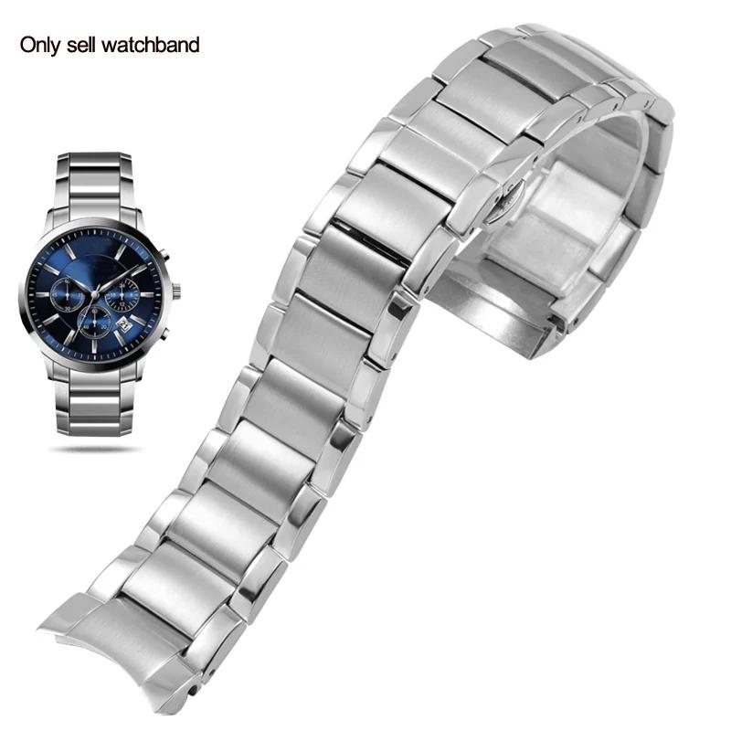 

Для Armani Watch Band стальной ремень AR2448 2447 2432 2433 2434 2453 Тонкий стальной ремешок для часов для мужчин и женщин 22 мм 22mm