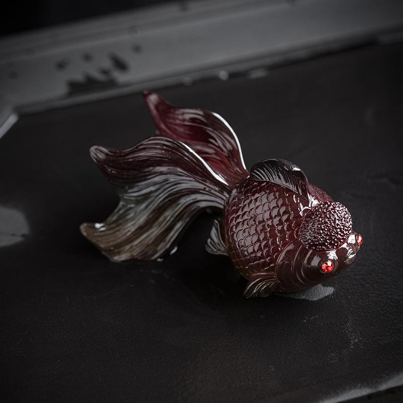 Feng Shui Color-changing Tea Pet, Small Goldfish Ornament, a Wealth Attraction Masterpiece, Bringing Good Fortune. Koi Fish Can