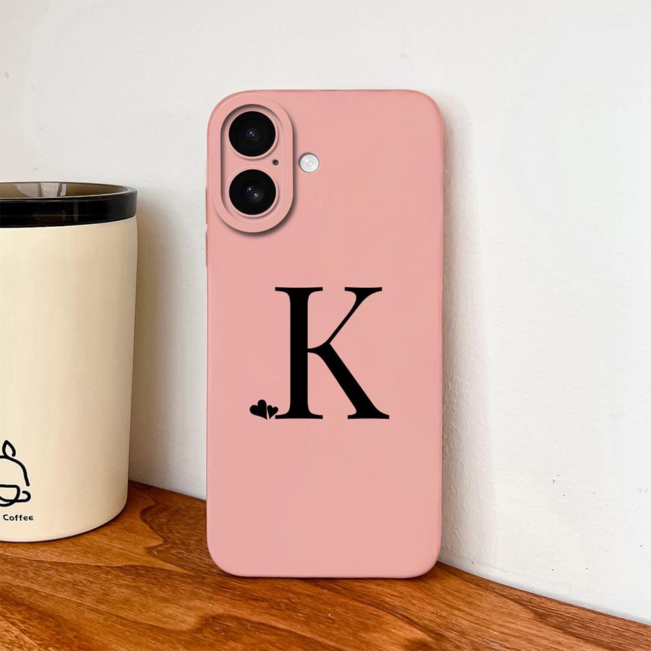 Simple Case For iPhone 17 Pro Max / iPhone Air Heart Letters Phone Cover For iPhone17 Camera Protection Anti Drop Soft Funda