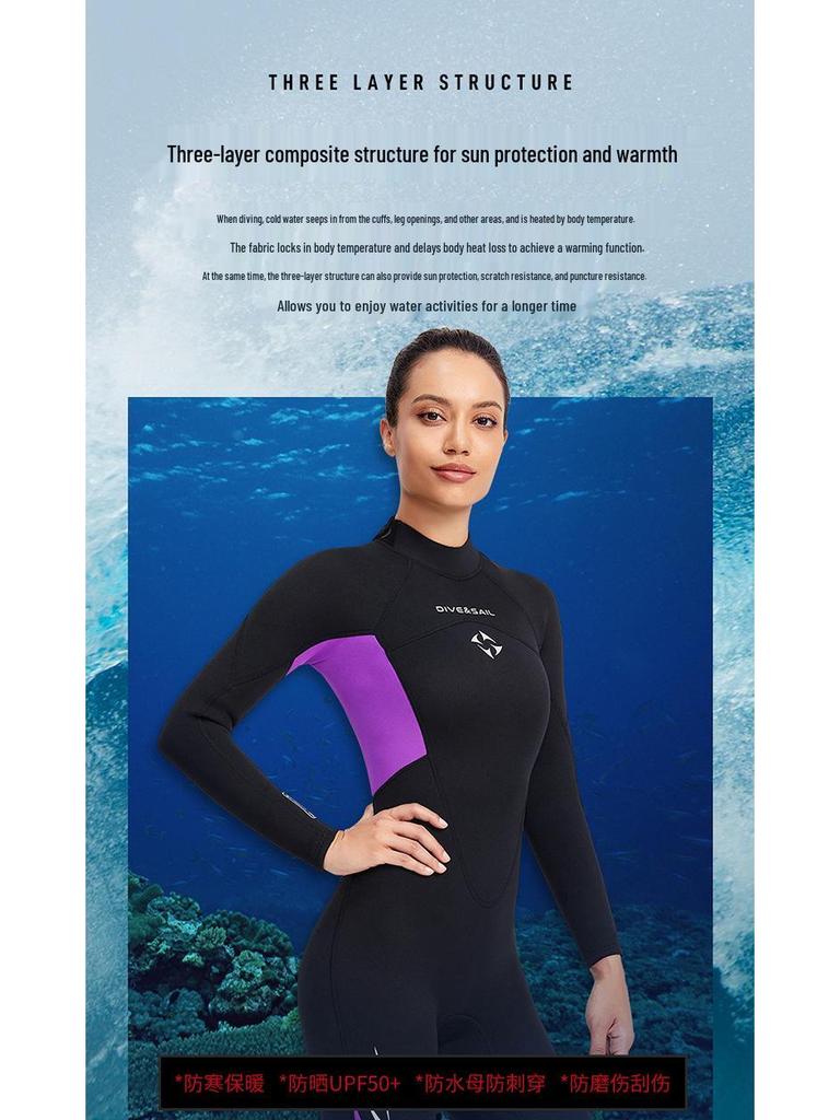 DIVE&SAIL 3MM Unisex Long-Sleeve Wetsuit for Diving & Surfing