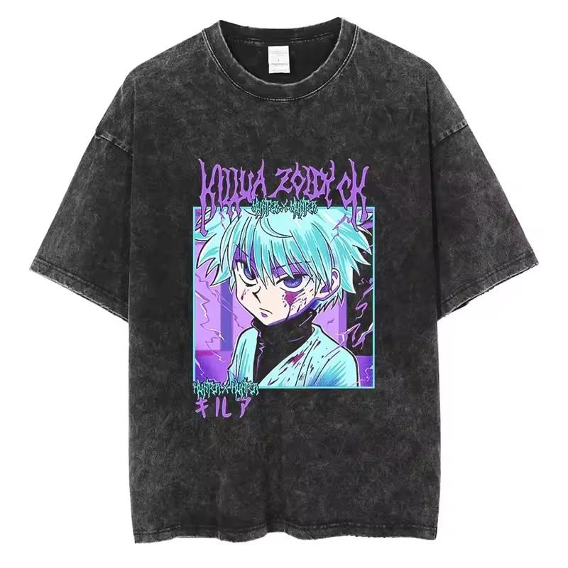 Killua Zoldyck Hunter X Hunter Manga Graphic Tshirt Men Women Clothes Oversized Washed Cotton Tshirt Short Sleeve Tees Tops