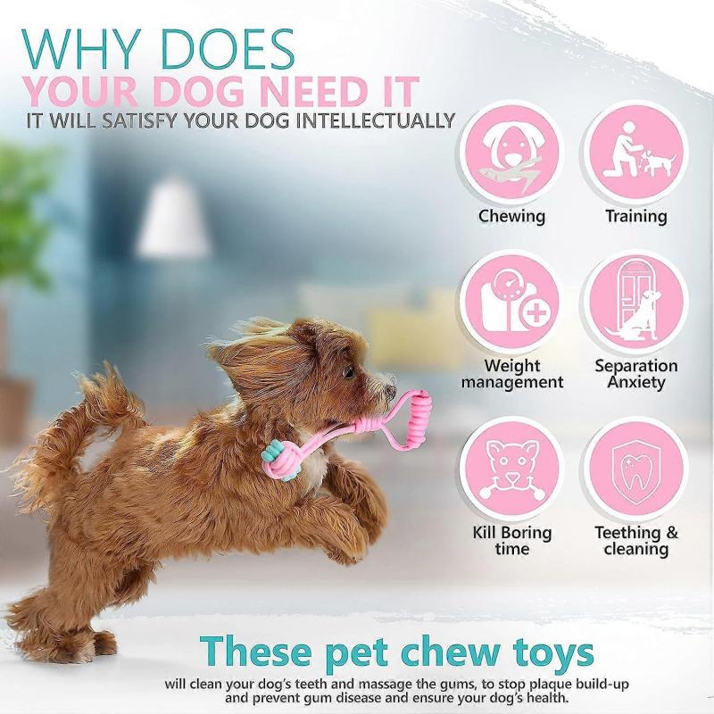 Puppy Chew Toy 8 Week Puppy Chew Puppy Rope Toy 7 Piece Pink Soft Natural Rope Cotton Rope Puppy Toy