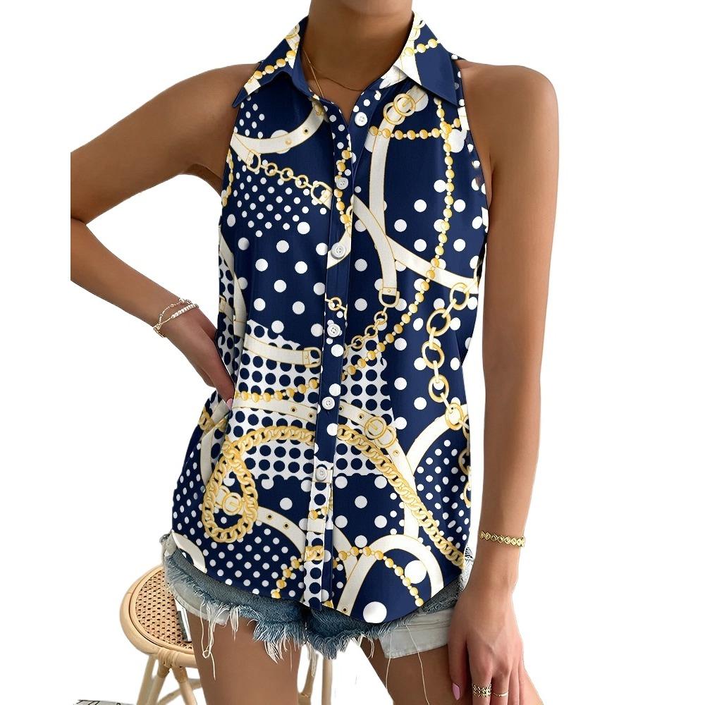 BITCED Dámská letní ležérní móda Dámská košile s abstraktním potiskem bez ramínek bez rukávů