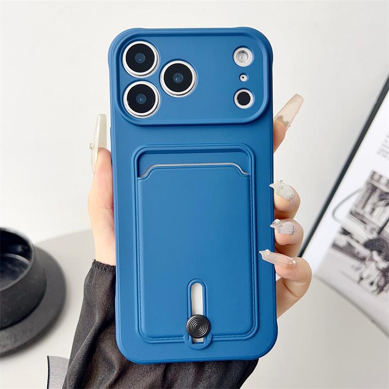 Candy Color Card Slot Holder Wallet Soft Case For iPhone 17 Air 16 15 14 Plus 13 12 11 17 Pro Max Shockproof Silicone Back Cover