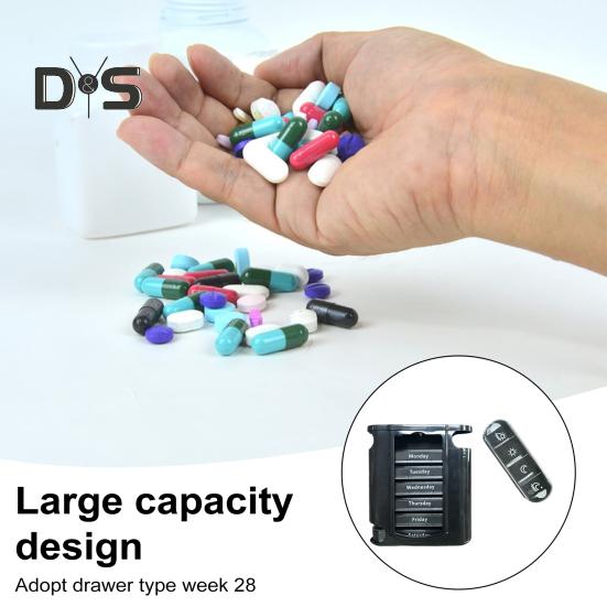 Pillendose, Medikamenten-Aufbewahrungsbox mit mehreren Fächern, BPA-frei, wasserdicht, feuchtigkeitsbeständig, wöchentliche Pillenbox