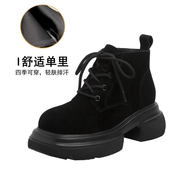 

2025 зима новые бархатные ботинки Мартин на толстой подошве теплые матовые кожаные зимние ботинки на толстом каблуке хлопковая обувь пушистая обувь короткие ботинки 33