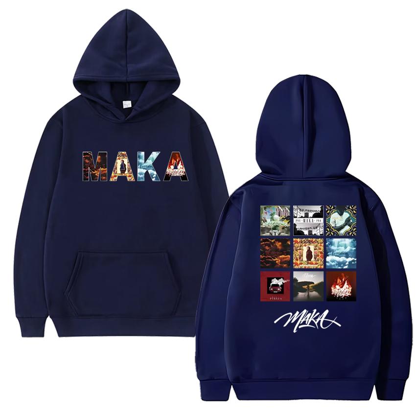 Hot Rapper Maka Music Album Tour 2025 Double Sided Cover Print Hoodie Unisex Hip Hop Punk Streetwear Men Women Fleece Sweatshirt