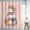 1pc Cute Cat Bathroom Shower Curtain, Cozy Family Theme Valentine's Day Decor with 12 Hooks, 180x180cm Home Window Partition W