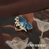 Retro Blue Butterfly High-end Brooch Trendy Personality Temperament Jacket Cardigan Anti-light Corsage Pin