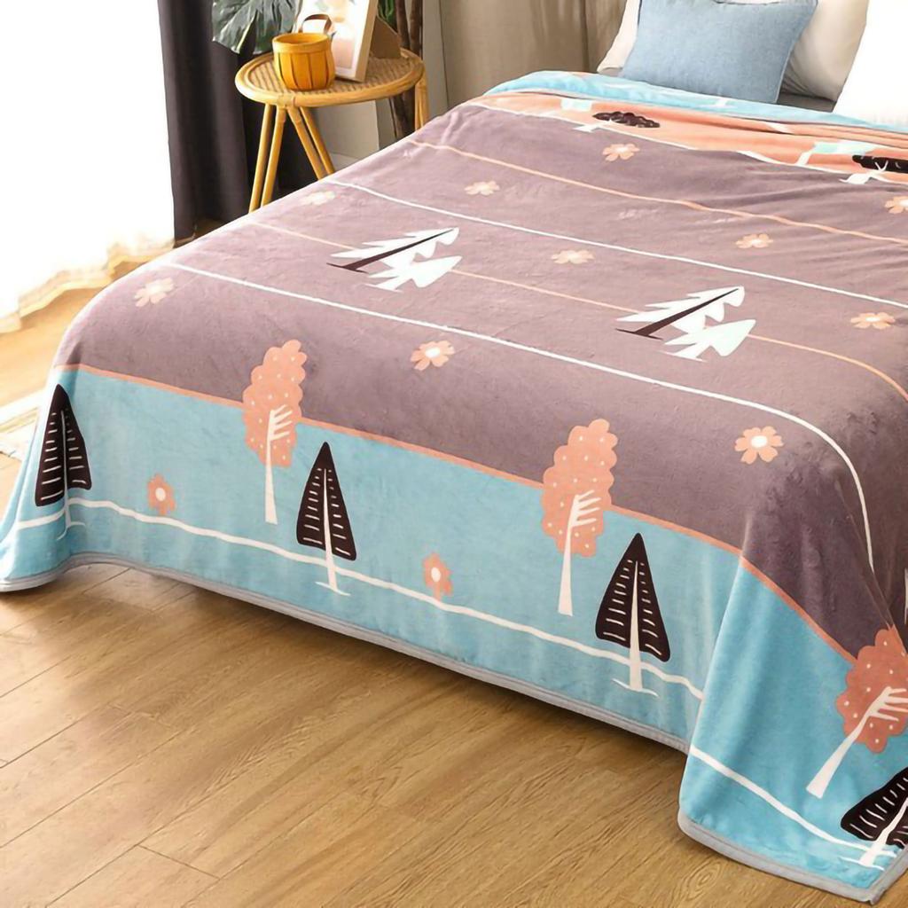 Throw Blanket Cartoon Pattern Thickened Air Conditioning Blanket for Home Bedroom Office Travel