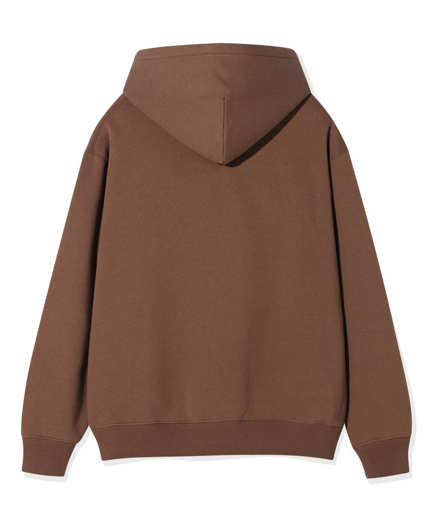 Fleece-Lined Typographic Hoodie Brown