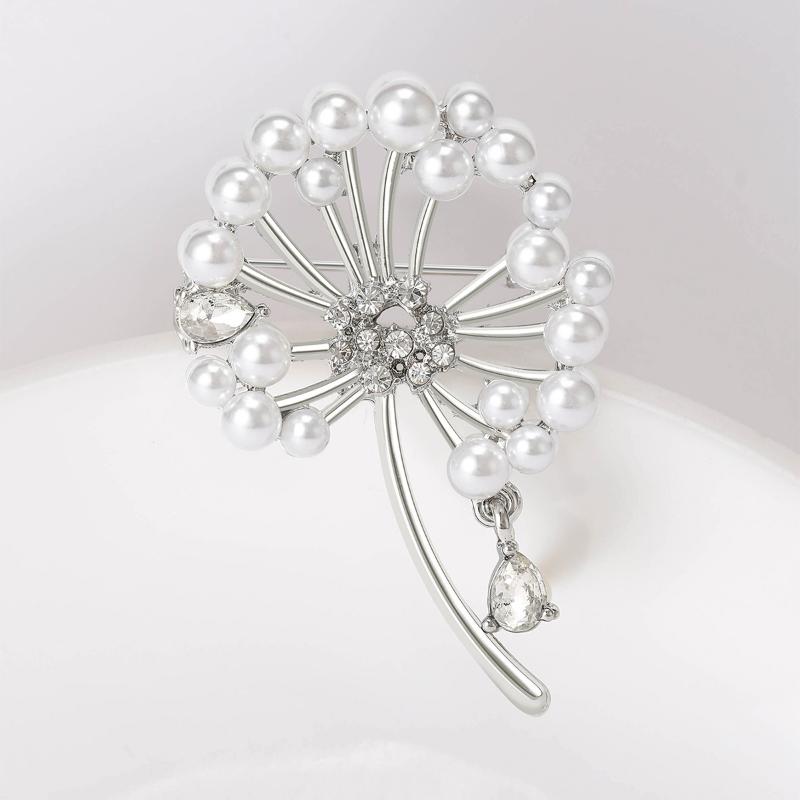 Dandelion Pins For Women Pearl Plant Brooches Banquet Party Backpack Gifts Jewelry Accessories